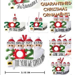 Personalized 2020 Covid Ornaments 1-7 People